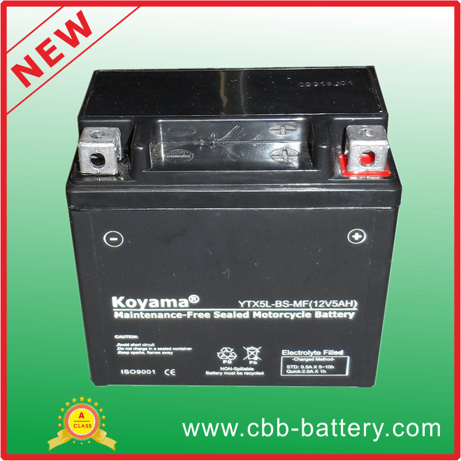 12V5ah Ytx5l-BS-Mf Maintenance-Free Motorcycle Battery