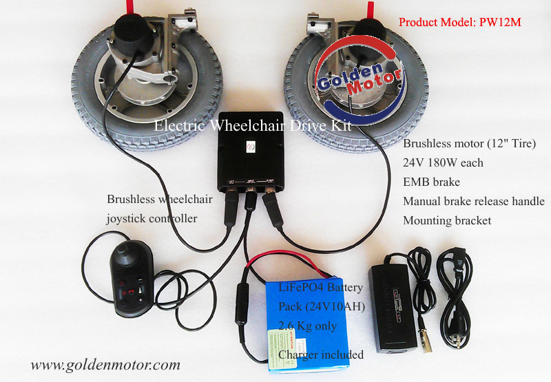 12 Inch Electric Wheelchair Motor and Brushless Wheelchair Controller Set