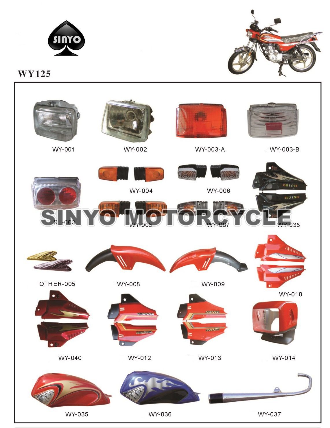 Hot Sell Chinese Wuyang Motorcycle Spare Parts