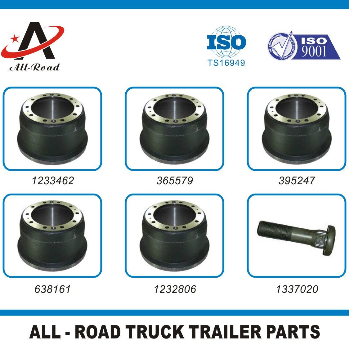 Brake Drum, Front / Rear 1233462 365579 395247 638161 1232806 1337020