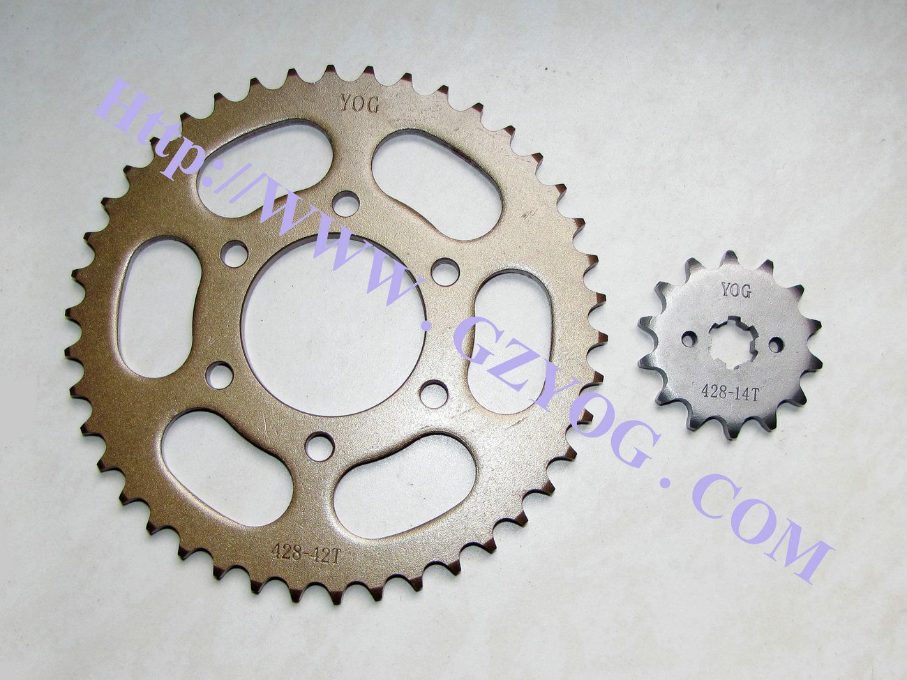 Yog Motorcycle Spare Parts Sprockets Kit Rear Front 45 Steel Silver Gold Color Bajaj Boxer Indian Model